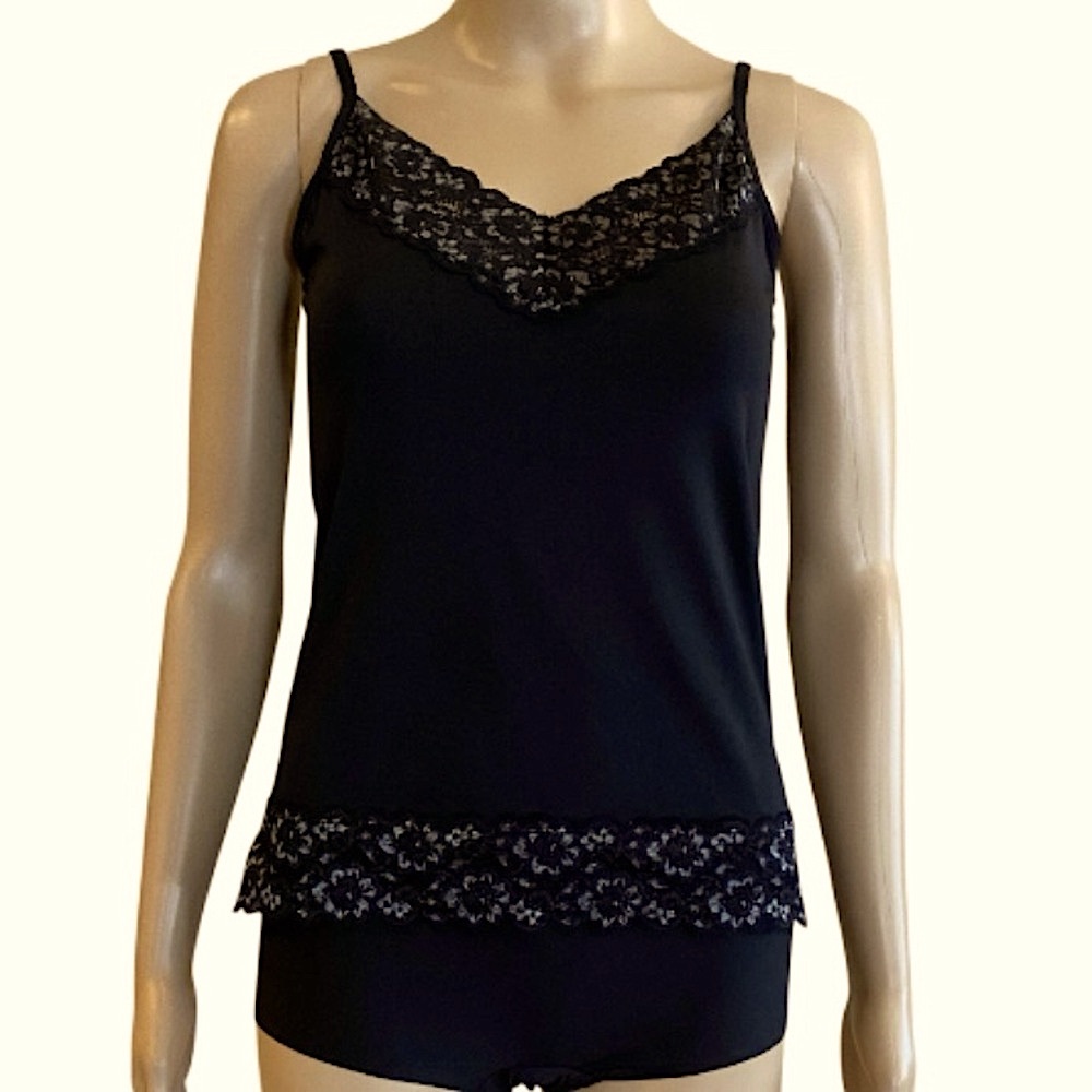 Elegant Black Lace Trim Camisole Sz.S